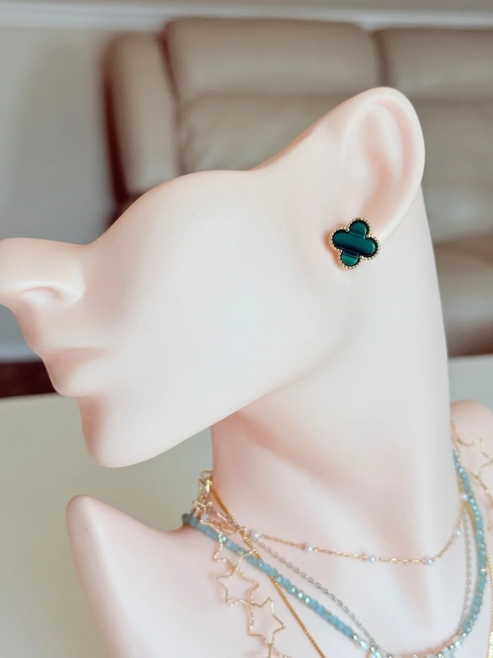 Green Clover Stud Earrings